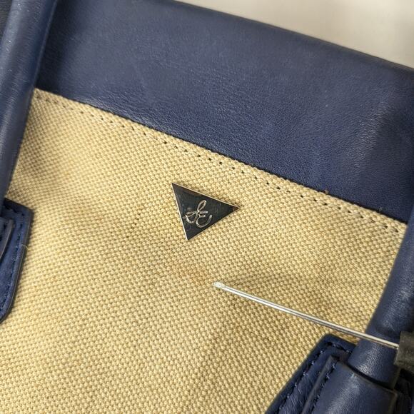 Sam Edelman Sylvia Purse Handbag Navy Blue Rare Embroidered Beads Leather Jute - Picture 14 of 16